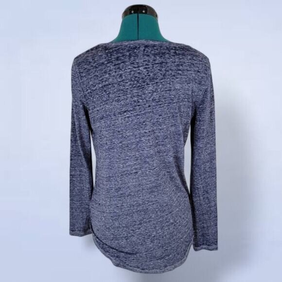 Z Supply Dark Steel Blue Heather Long Sleeve Tee - Size Small - Picture 3 of 7